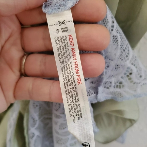 Free People Olive Green Satin Lace Trim Slip Chemise - Picture 6 of 9